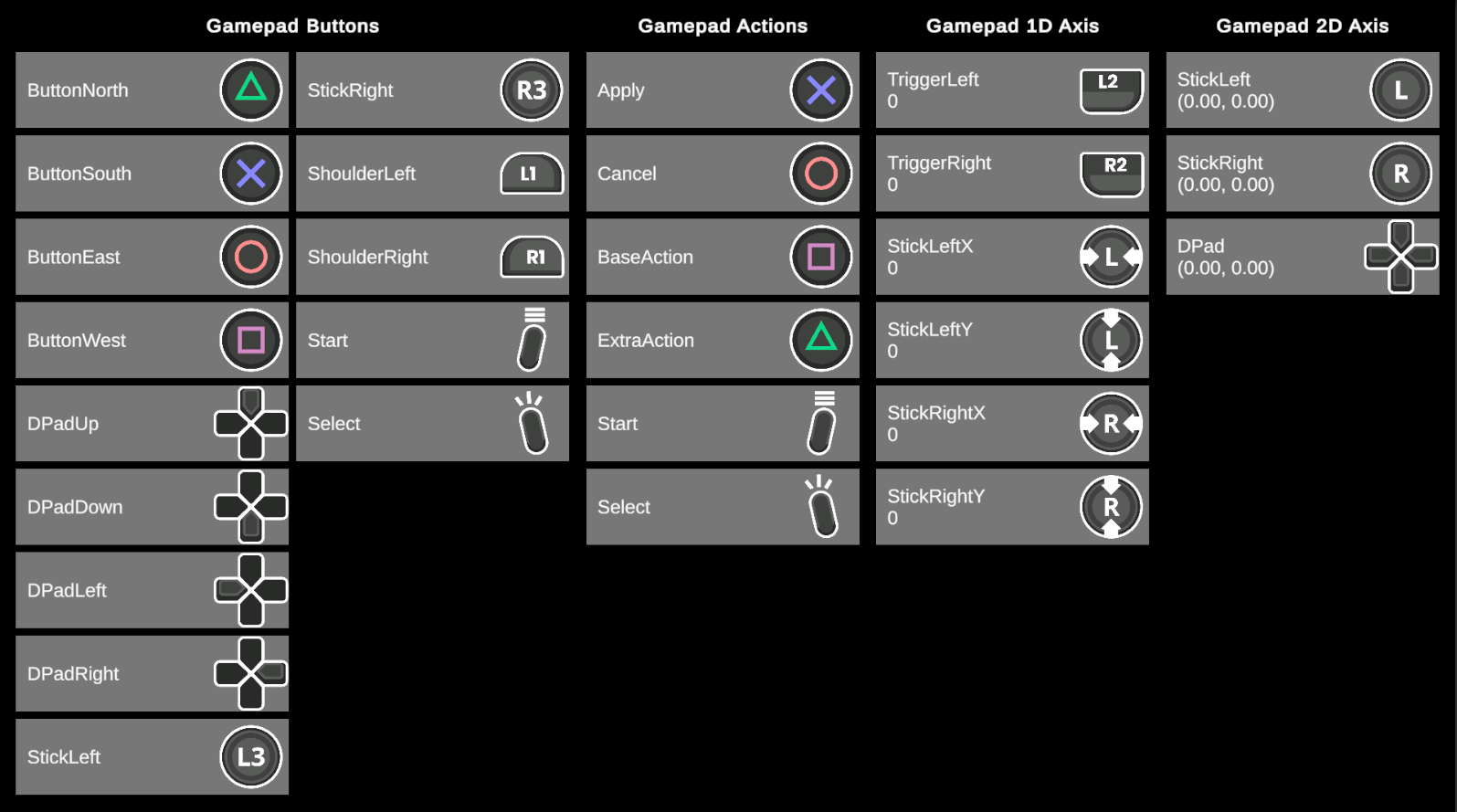 Input gamepad glyphs